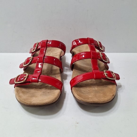 Vionic Red Orthaheel Patent Leather Adjustable Straps Slide Sandals Size 7 - Picture 5 of 12
